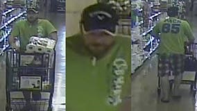 Recognize him? Man suspected of stealing grocery cart full of alcohol, paper products