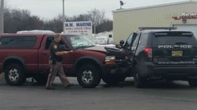 New Berlin police officer taken to the hospital after squad SUV struck by another vehicle