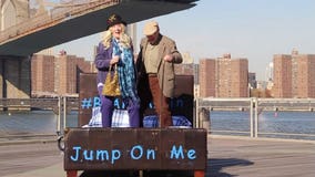 SEE IT: New Yorkers inspired to 'be a kid again' and jump on the bed