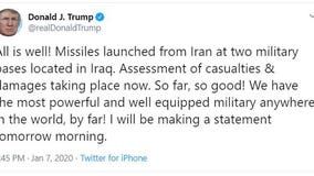 'All is well!' Pres. Trump responds to Iran missile attacks at bases housing US troops in Iraq