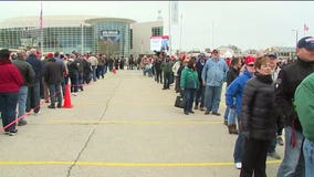 Protesters, supporters gather outside Resch Center during Pres. Trump rally