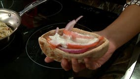 Yum! Angelica shows us how to prepare chicken gyros