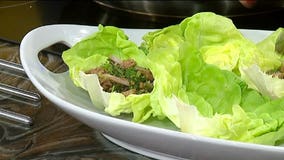 Yum! Angelica shows us how to prepare Pork Larb Lettuce Wraps