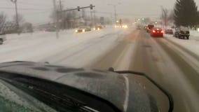 "It's that time of year:" Snow falls during rush hour, makes evening commute slow-going for many