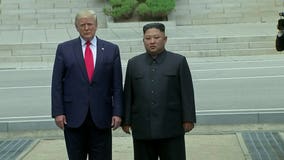 Wide grins and historic handshake for Pres. Trump, Kim Jong Un at Demilitarized Zone in North Korea