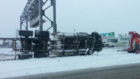 Semi rollover spilled 53,000 pounds of grain onto interstate during morning commute