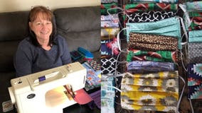 Mitchell International TSA officer making masks for seniors, frontline workers