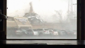 Dramatic video shows moment tornado levels Indiana Starbucks