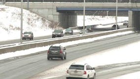 Snow-covered roads Sunday lead to rough morning commute