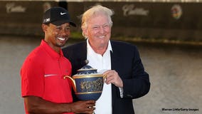 President Trump on course with pro golfers Jack Nicklaus, Tiger Woods