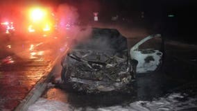 Vehicle bursts into flames after woman hits roundabout while lost in Washington County