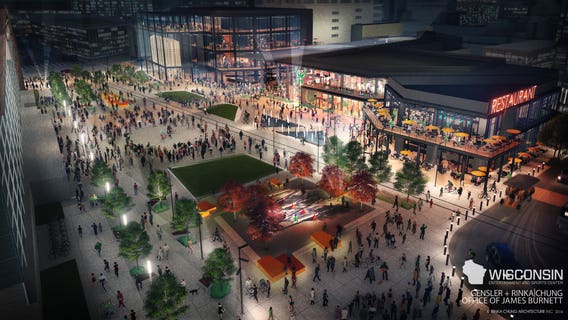 Construction key to entertainment district at new Bucks arena will begin soon; "Plaza will be dynamic"