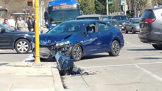 Pedestrian struck after 2 cars collide at intersection on UW-Milwaukee campus