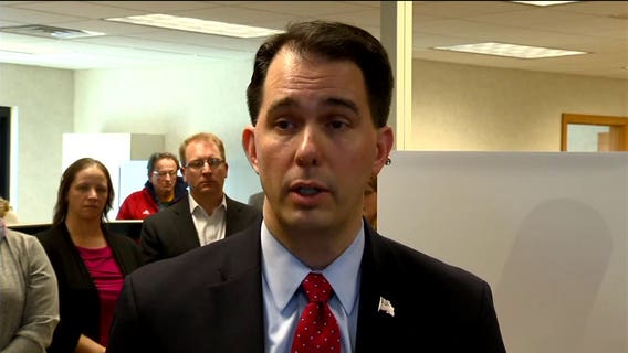 Gov. Scott Walker visits with Wisconsin National Guard troops at Guantanamo Bay, Cuba