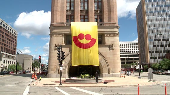 Ahead of Summerfest's 50th edition, giant flag goes up at Milwaukee's City Hall