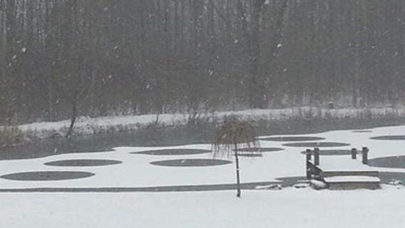 What caused mystery circles on frozen New York pond?