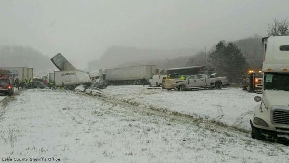 Drivers trapped, multiple injuries after massive pileup involving more than 50 vehicles on icy I-90 in Ohio