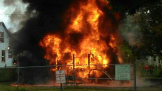 "It went up too fast:" Firefighters battle blaze at playground, neighbors think it was sparked by kids