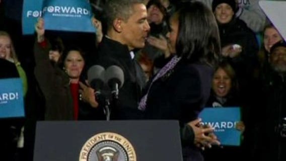 Pres. Obama in Chicago, doing satellite interviews on Election Day