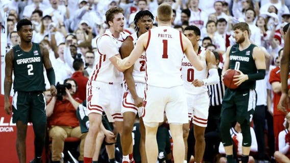 Wisconsin edges No. 14 Michigan State 64-63
