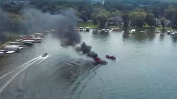 Waukesha County officials respond to boat fire on Okauchee Lake