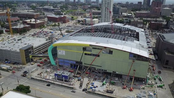 Checking the progress: Bucks offer a look inside the new arena in downtown Milwaukee