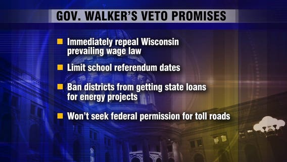 Gov. Walker promises vetoes to get 3 GOP senators to push budget over finish line