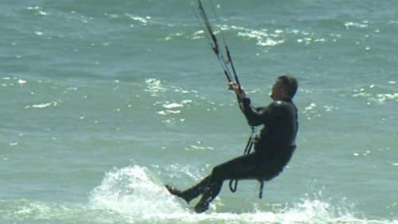Unique athletes hit the lakefront to go kite boarding