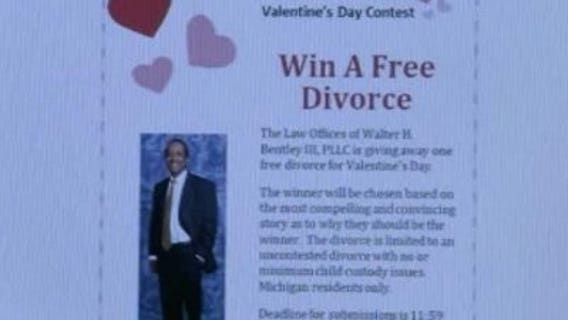 Michigan lawyer offering free Valentine's Day divorce