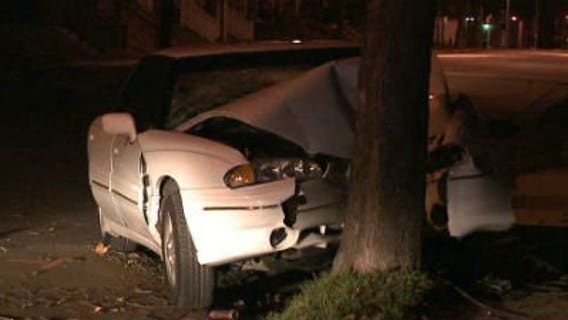 Car slams into tree, driver runs from the scene