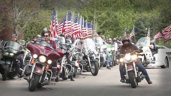 'Respect to our fallen:' Motorcyclists place flags at memorial park on Memorial Day weekend cruise