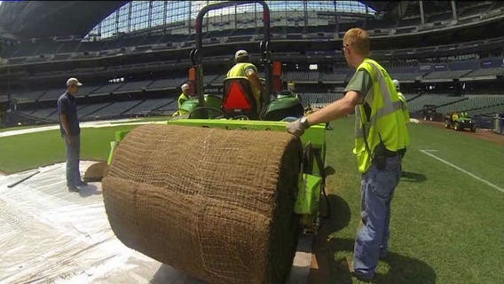 A first for Miller Park: Grounds crew works to transform the baseball field into a soccer field