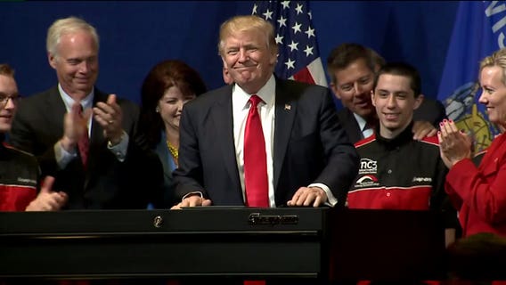 "There's no way but up:" President Trump gets warm welcome from hundreds at Snap-on Tools