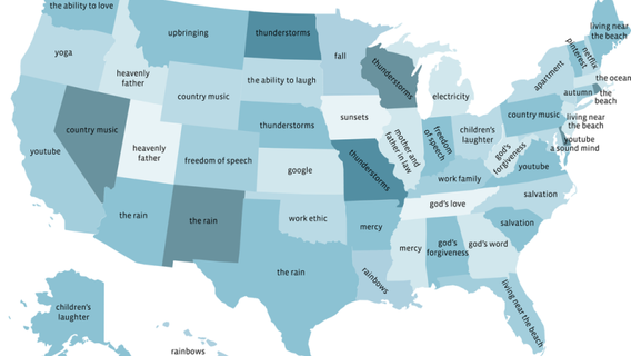 Facebook: What people in each state were thankful for this year
