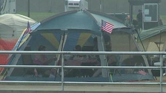 Campers stake out prime viewing spots for Tuesday's fireworks show