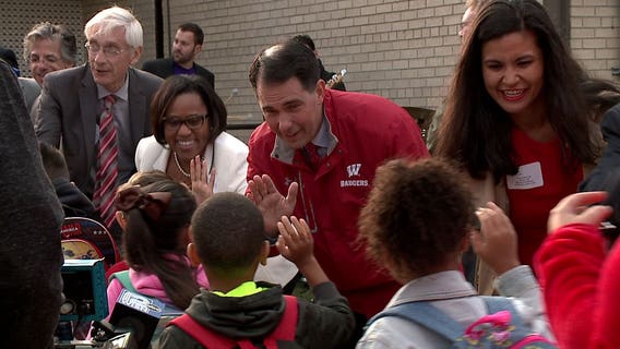 "It never gets old:" Gov. Walker, MPS superintendent greet students on 1st day of school