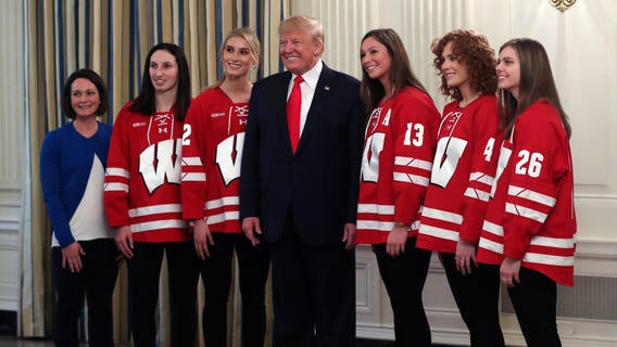 President Trump meets at WH with 22 college champion teams, including Badgers women's hockey
