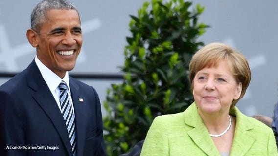 Former Pres. Obama gets rock-star welcome in Berlin, praises Chancellor Merkel