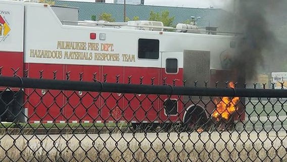 Milwaukee Fire Dept. hazardous materials truck suffers 'hot brakes,' catches fire