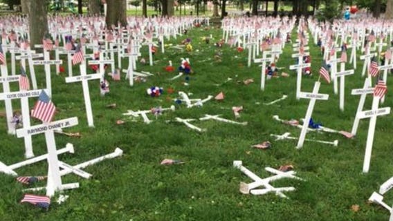 Police quickly make arrest after hundreds of crosses damaged ahead of Memorial Day ceremony