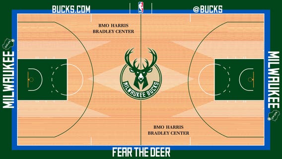 Bucks unveil new court at BMO Harris Bradley Center, latest milestone in team's rebranding