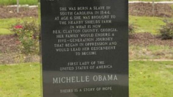Monument to Michelle Obama's ancestor knocked down