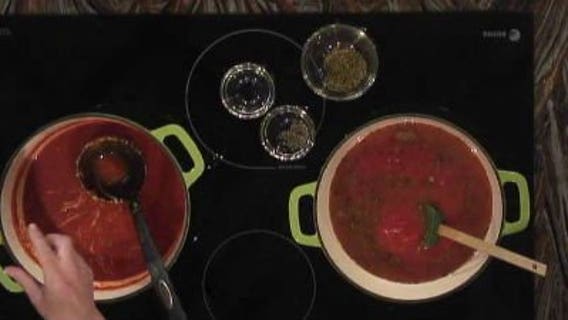 The Cooking Mom prepares pizza soup, baked ravioli casserole