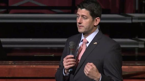 Speaker Paul Ryan fields questions from students at Badger High School