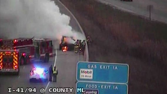 ALL CLEAR: Vehicle fire slows traffic on I-41 SB near County ML in Kenosha County