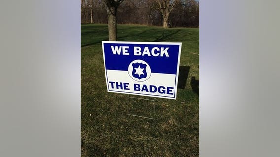 Popular "We Back the Badge" yard signs supporting law enforcement now available in Racine County