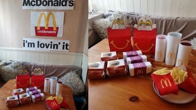 Mom creates DIY 'McDonald's' meal for kids amid lockdown, complete with 'Happy Meal' packaging
