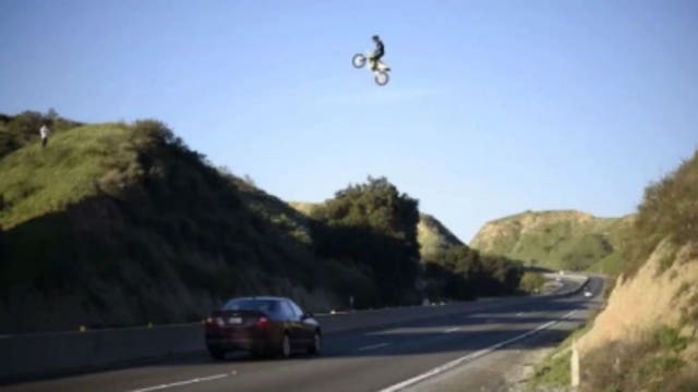 Motorcyclist who cleared California highway badly hurt after stunt goes horribly wrong
