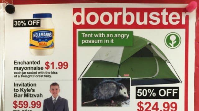 "Gifts they'll only use once:" Man plants hilarious, fake Black Friday sale signs at Target