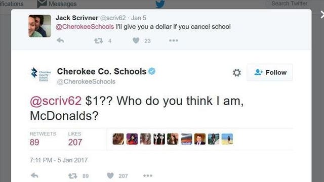 School district hilariously shuts down snow day requests on Twitter
